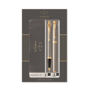 PARKER Zestaw podarunkowy duo IM BRUSH METAL GT  (długopis + pióro kulkowe), 2093217