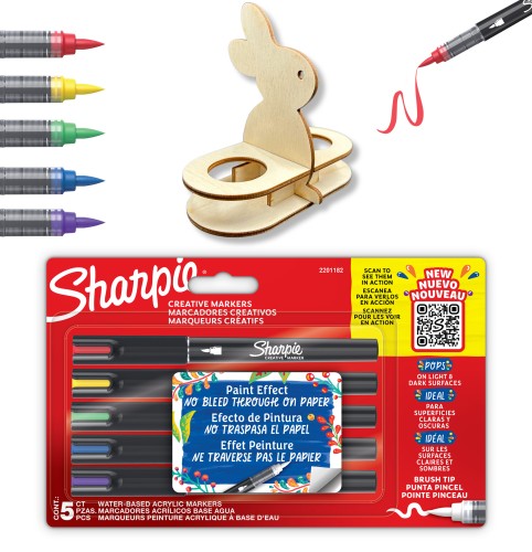 Zestaw kreatywny Sharpie Creative Markery akrylowe pędzelkowe 5 szt + Zajączek DIY