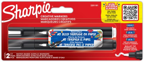 SHARPIE markery akrylowe koncówka stożkowa 2 szt - zestaw BIAŁY CZARNY