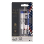 PARKER Wkłady do długopisu czarne i niebieskie Quinkflow + żelowe Quink M MIX 6 szt - 2032738