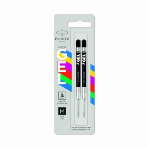 PARKER Wkłady do długopisu czarne żelowe 2 szt QuinkGEL economy M - 2136231